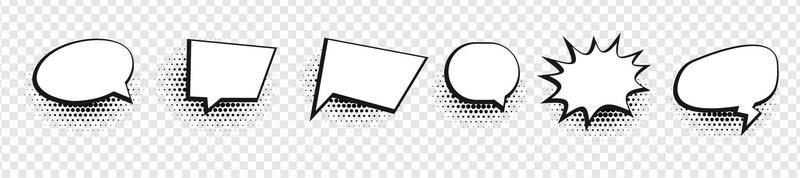 Set of speech bubbles. Halftone shadows. Vector illustration