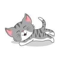 Cat Grey Lazy Cartoon Isolated Sleep vector