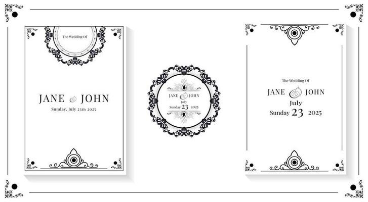 elegant floral wedding invitation in black and white