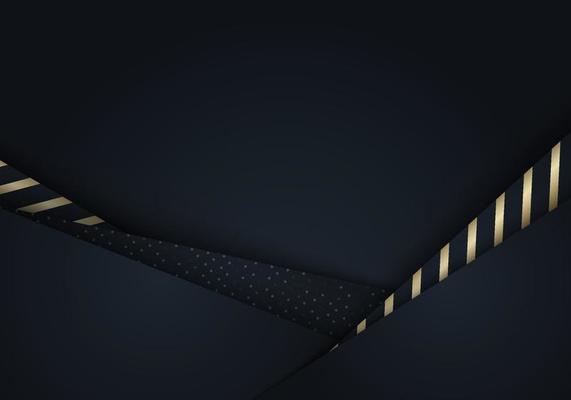 3D elegant template abstract background black paper art layer with gold stripes pattern