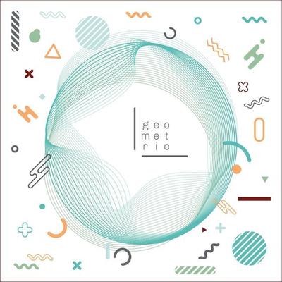 Abstract wavy circle lines blend with geometric elements on white background