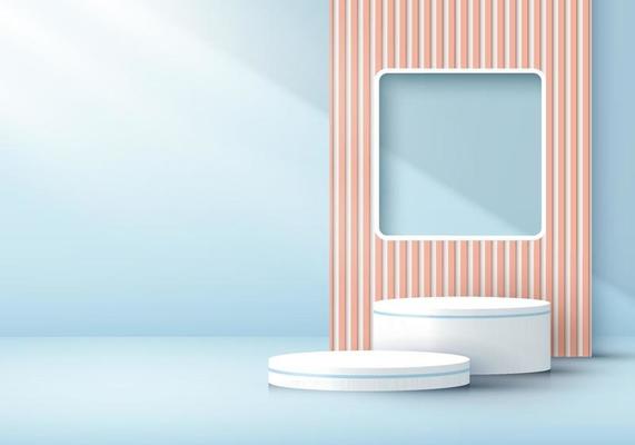 3D rendering modern white cylinder podium