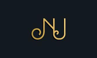 Luxury fashion initial letter NU logo. vector