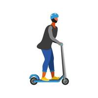 hombre montando patinete vector