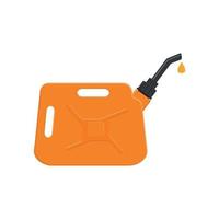 Gasoline can with spout and pouring petrol drop. Orange fuel jerrycan vector