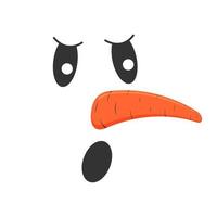 Snowman face with indignant or angry emotion. Cute snow man head with open mouth and carrot nose vector