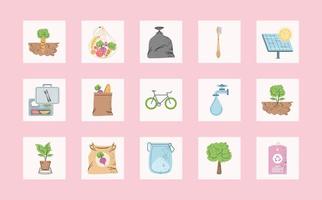 ecology and environment icons vector