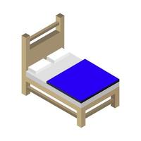 cama isométrica sobre un fondo blanco vector