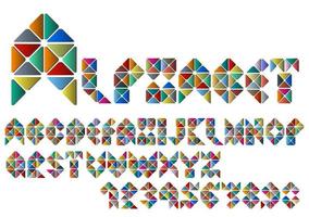 Alphabet letters and numbers from colorful mosaic vector