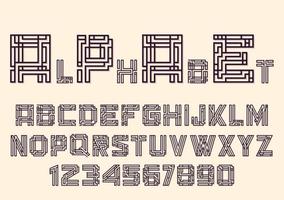letras del alfabeto y números en estilo maya vector