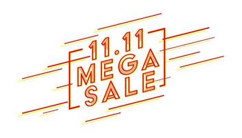 11.11 Mega sale poster or flyer design. Global shopping day online sale banner. vector