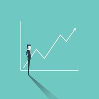 Businessman looking at a graph with sales or profit going up. Positive trend symbol of success. Business concept. vector