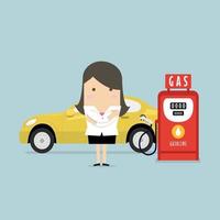 Gas station and businesswoman. vector