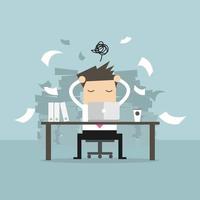 Busy time of businessman in hard working. A lot of work. Stress at work. vector