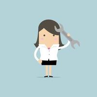 Businesswoman with a spanner. vector