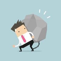 Businessman carrying a big rock. vector