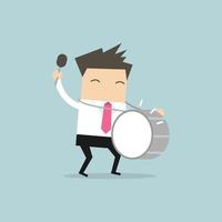 Businessman with big drum. vector