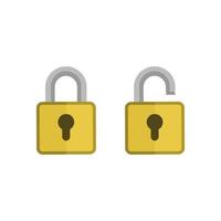 Lock open and lock closed vector icons isolated on white background.