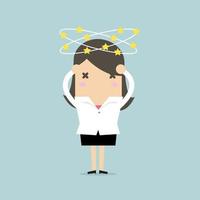 Businesswoman with stars spinning around his head. vector