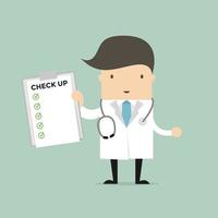 Medical Doctor Holding Check Up Report Document. vector