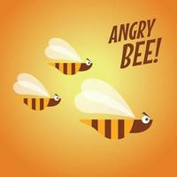 Angry bee flat design. vector