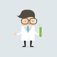 The scientist holding a test tube, holds a chemical experiment. vector