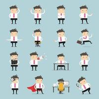 Vector Set of business people. Businessman walking to the success, businessman is in different situations.