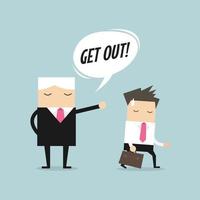 Angry boss firing employee. Layoff concept, jobless and employee job reduction concept. vector