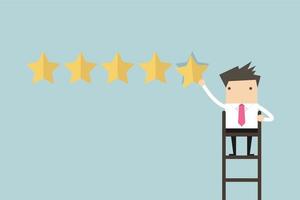 Businessman giving five star rating. vector