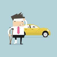 Businessman be injured with car accident. vector