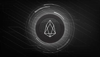 EOS coin crypto currency themed banner. EOS icon on modern black color background. vector