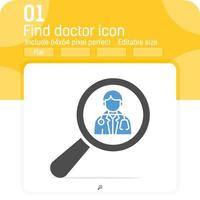 Find doctor icon with flat style isolated on white background. Illustration flat style element thin sign symbol icon for ui, ux, web, healthcare, hospital, job, logo, mobile apps and all project vector