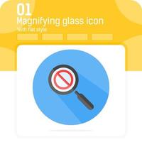 Magnifying glass icon with ban icon vector sign with flat style isolated on white background. Vector illustration banned icon sign symbol icon concept for ui, ux, website, business and mobile apps