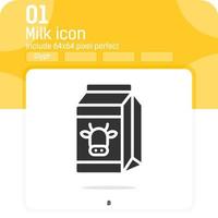 leche de icono de silueta aislado sobre fondo blanco. icono de lácteos de ilustración vectorial para diseño web, ui, ux, aplicaciones celulares, bebidas, alimentos y aplicaciones móviles. tamaño editable vector