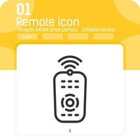 concepto de icono de vector de control remoto con estilo de contorno aislado sobre fondo blanco. vector ilustración lineal icono de símbolo de signo de herramienta electrónica para smarthome, web, ui, ux, sitio web, tecnología, móvil