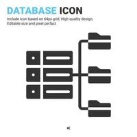 Database icon vector with glyph style isolated on white background. Vector illustration folder, server sign symbol icon concept for digital IT, logo, industry, technology, apps, web and all project