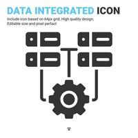 vector de icono integrado de datos con estilo de glifo aislado sobre fondo blanco. ilustración vectorial símbolo de signo de base de datos concepto de icono digital, logotipo, industria, tecnología, aplicaciones, web y todos los proyectos