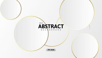 abstract white background with golden circle line vector