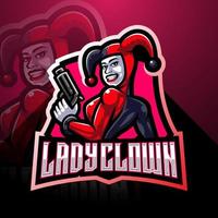 logotipo de la mascota de lady clown esport vector