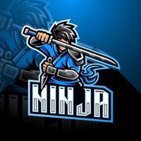 diseño de logotipo de mascota ninja esport vector