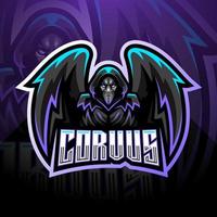 diseño de logotipo de mascota corvus esport vector