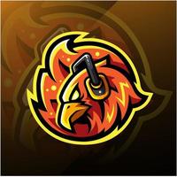 logo de phoenix head esport con auriculares vector