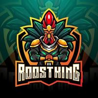 Rooster king esport mascot logo design vector