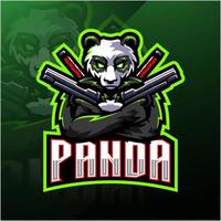 panda artillero esport mascota diseño de logotipo vector