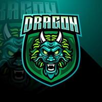 Dragon head esports mascot logo design vector