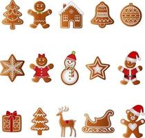 set of isolated christmas gingerbread cookies vector