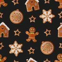 christmas seamless pattern with gingerbread cookies. texture with christmas cookies vector