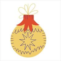 juguete de bola de Navidad en estilo retro está aislado en un fondo blanco. Diseño moderno de mediados de siglo, 1950, 1960. ilustración vectorial en un estilo plano. decoración para tarjetas navideñas vector