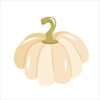 White pattison pumpkin Halloween is isolated on a white background. Vector illustration in cartoon style. Pumpkin, pattison for decorating invitations for the Halloween holiday.