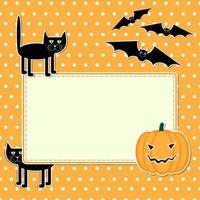 Halloween card with funny black cat vector